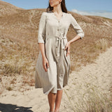 Button front linen dress Santana