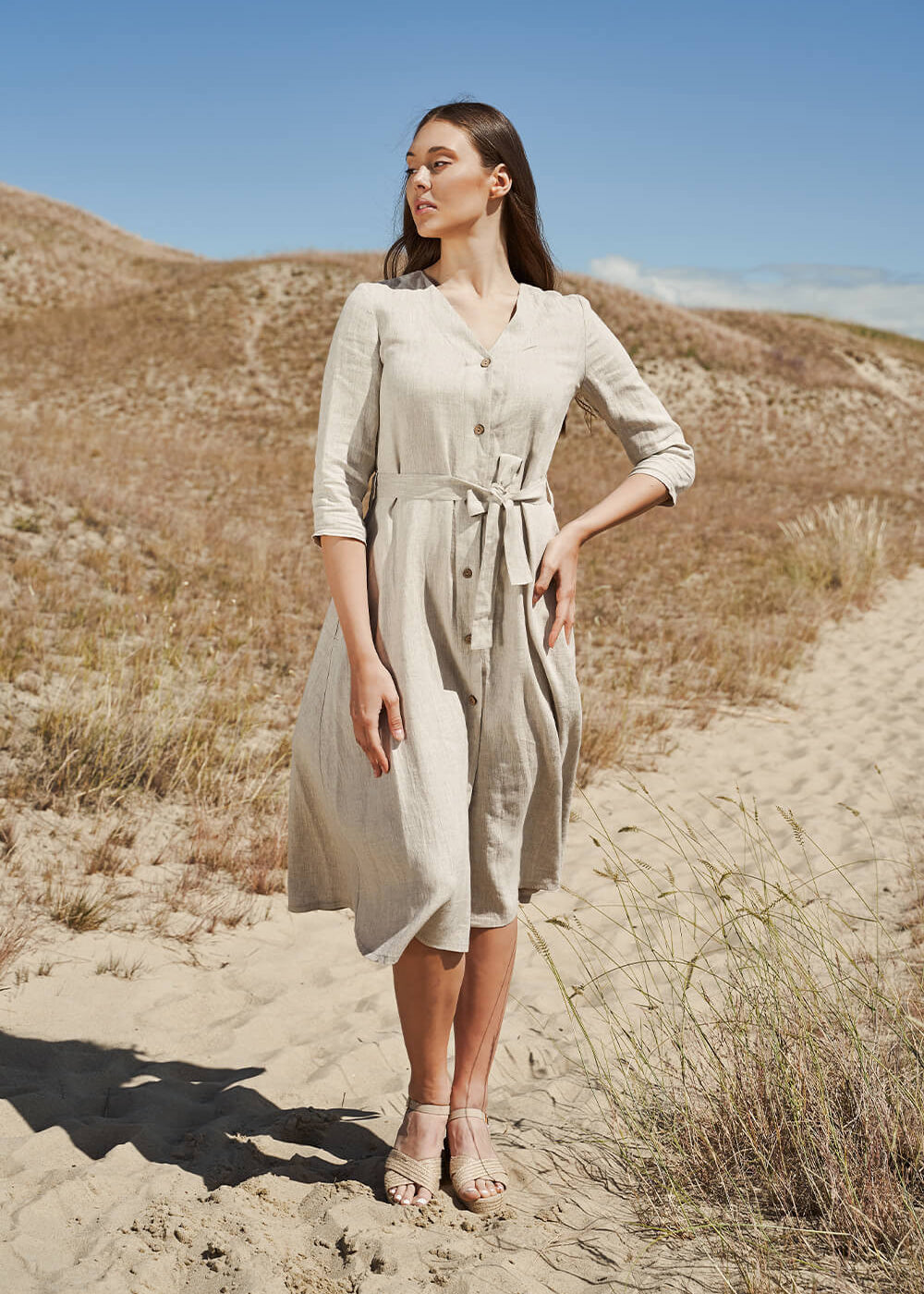 Button front linen dress Santana