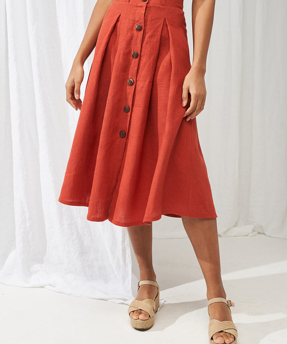 Button front linen skirt Briny
