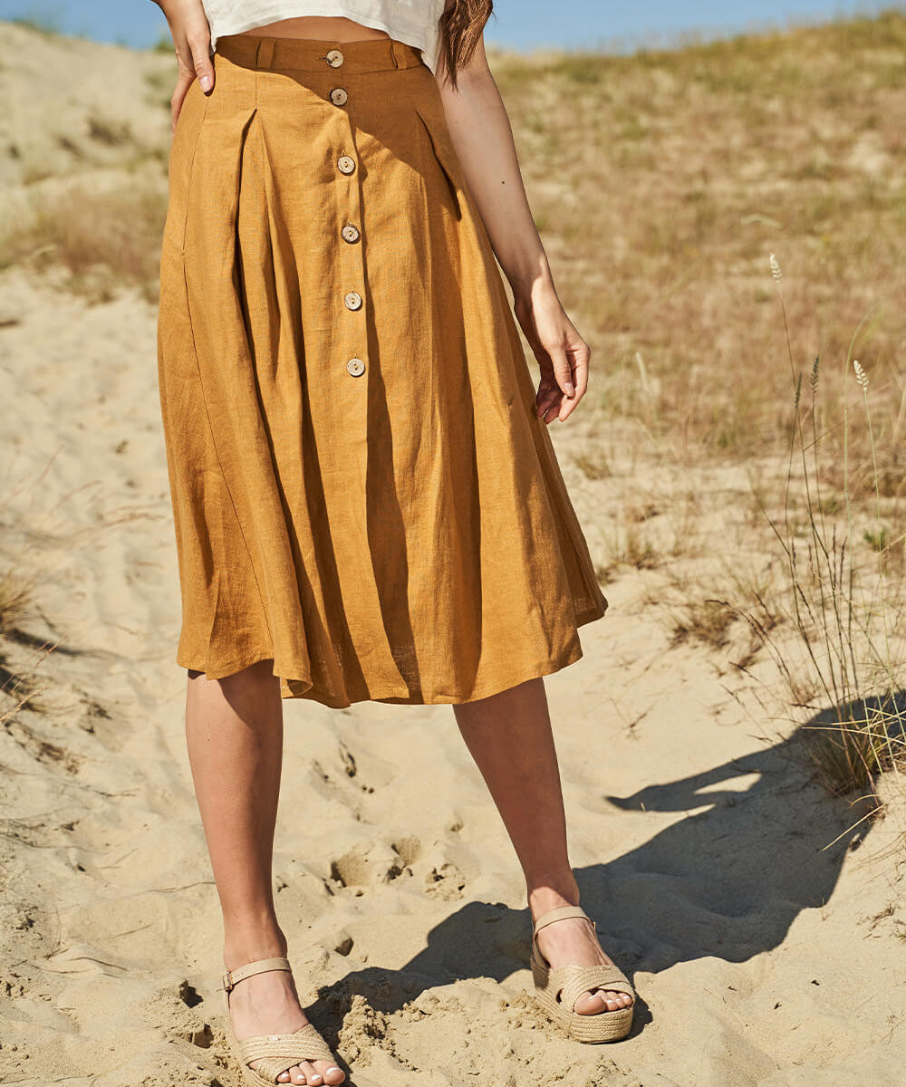 Button front linen skirt Briny