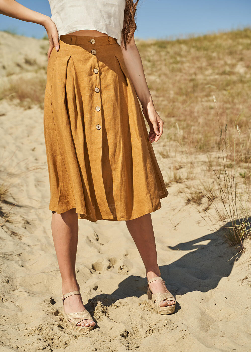 Button front linen skirt Briny