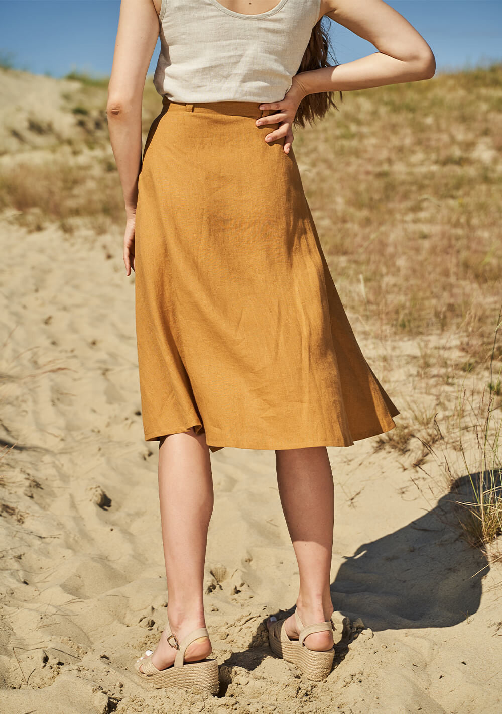 Button front linen skirt Briny
