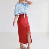 Button front linen skirt Cybile