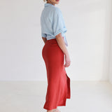 Button front linen skirt Cybile