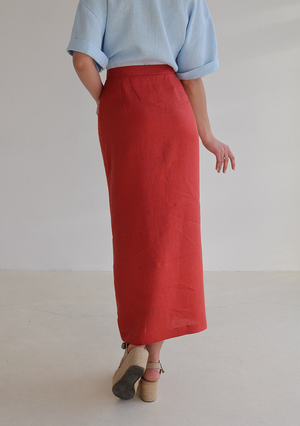 Button front linen skirt Cybile