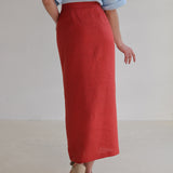 Button front linen skirt Cybile