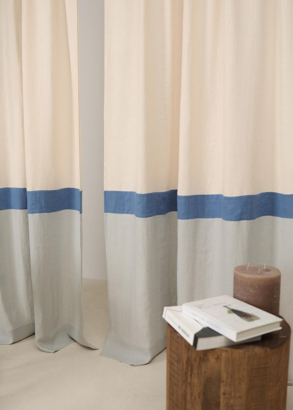Coastal 3 color block linen curtain – photo 1