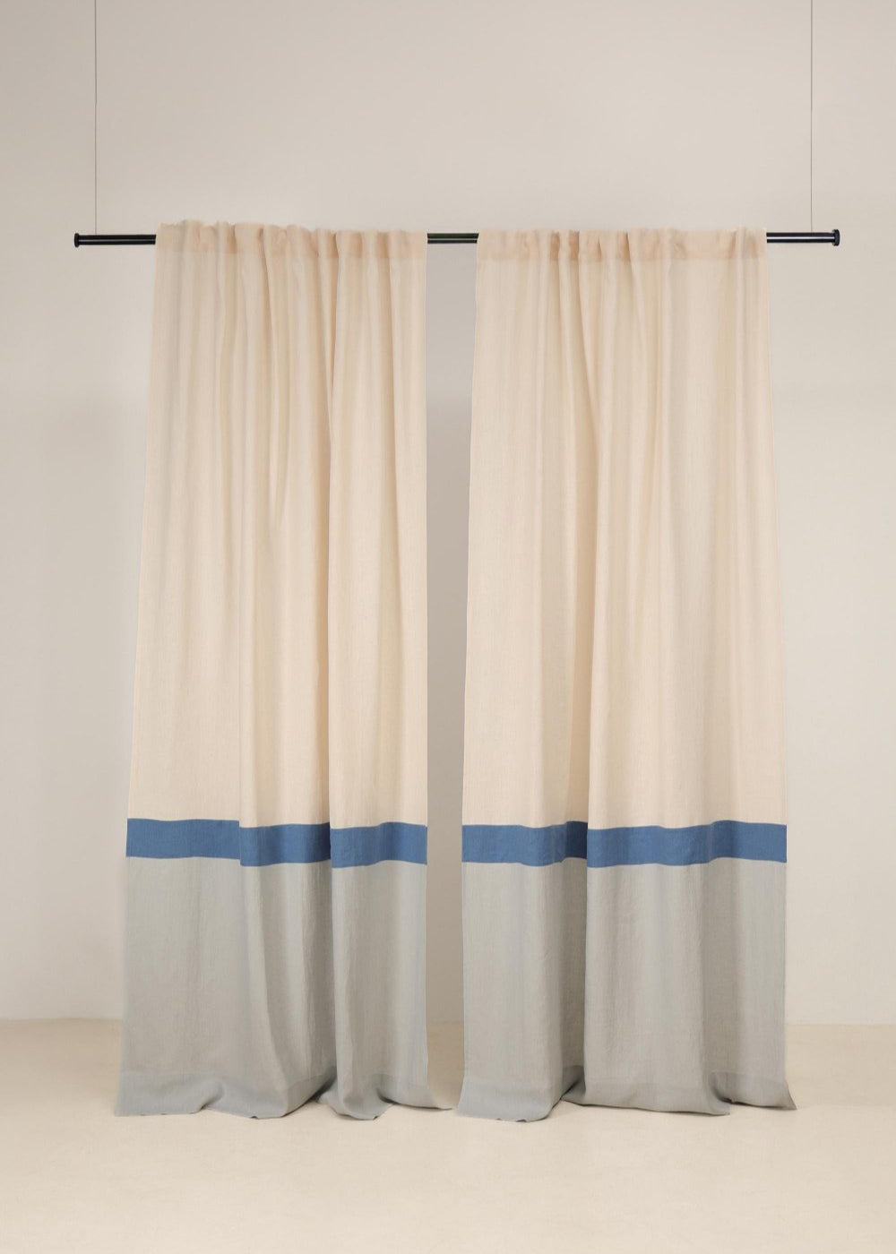 Coastal 3 color block linen curtain – photo 2