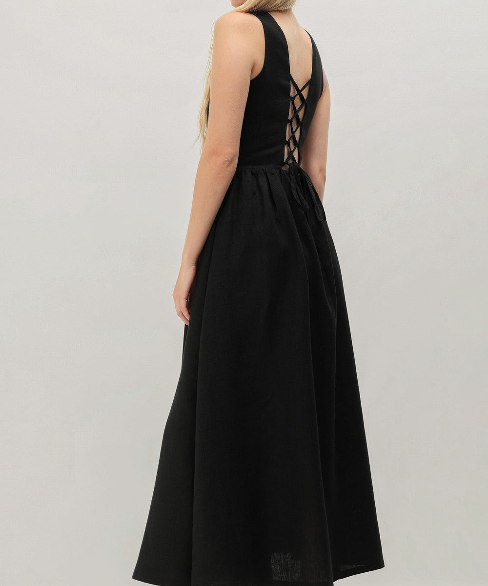 Corset back linen dress Lilly