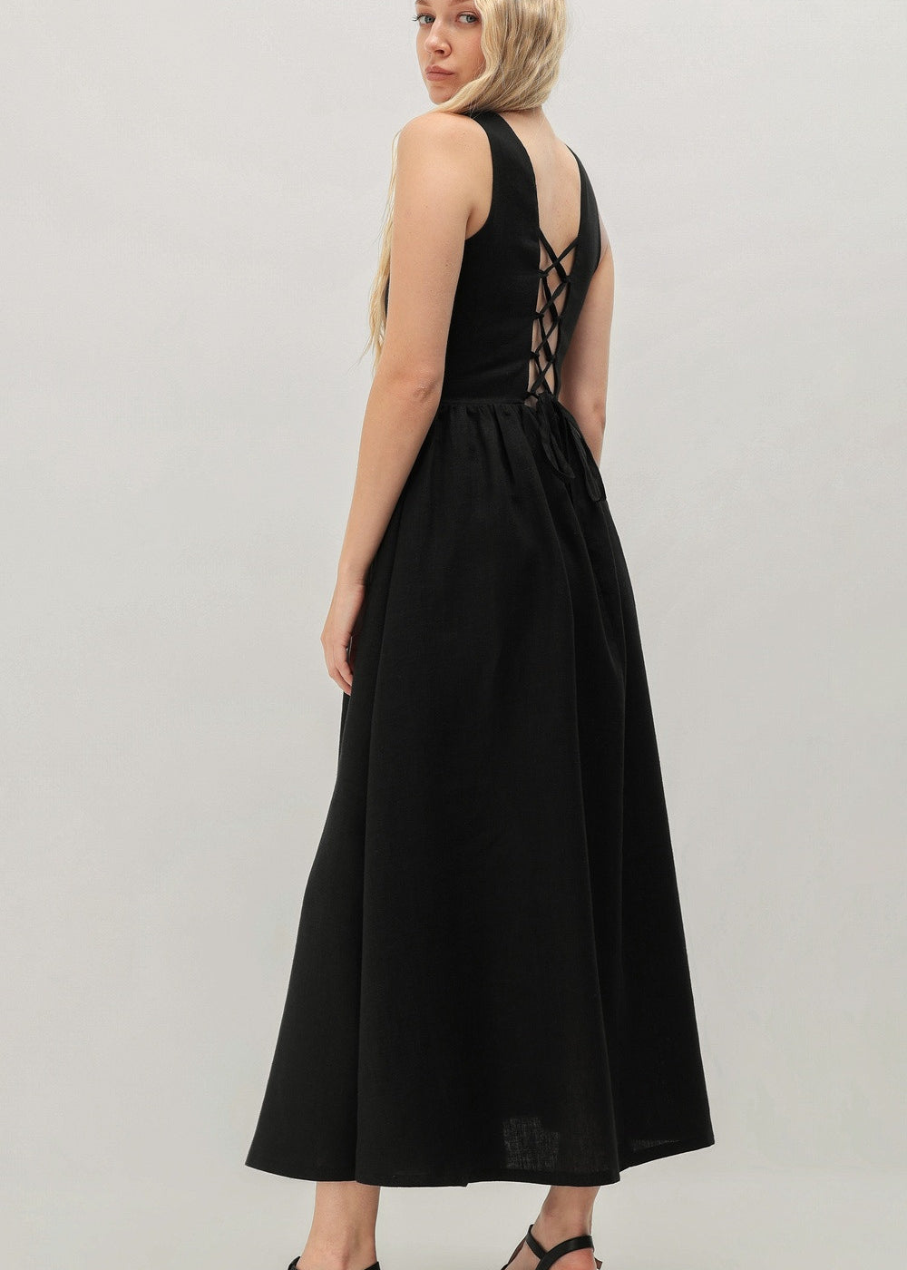 Corset back linen dress Lilly