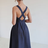 Cross back linen dress Paula