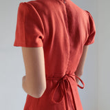 Deep v neck linen dress Sicily