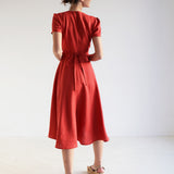 Deep v neck linen dress Sicily