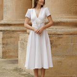 Deep v neck linen dress Sicily