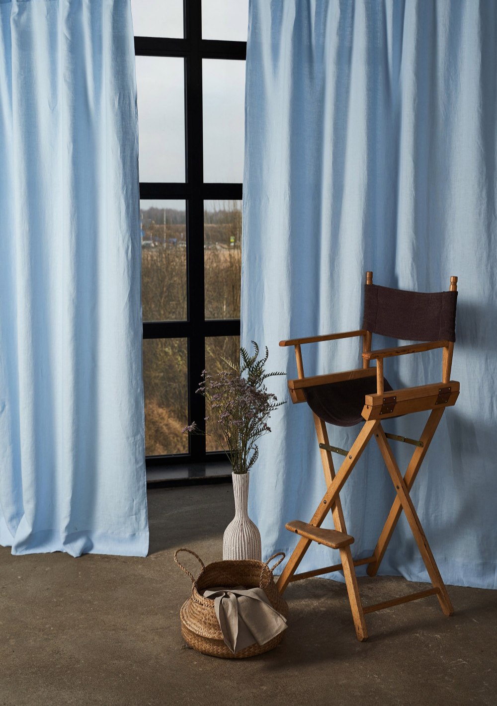 Extra long linen curtain panel – photo 1