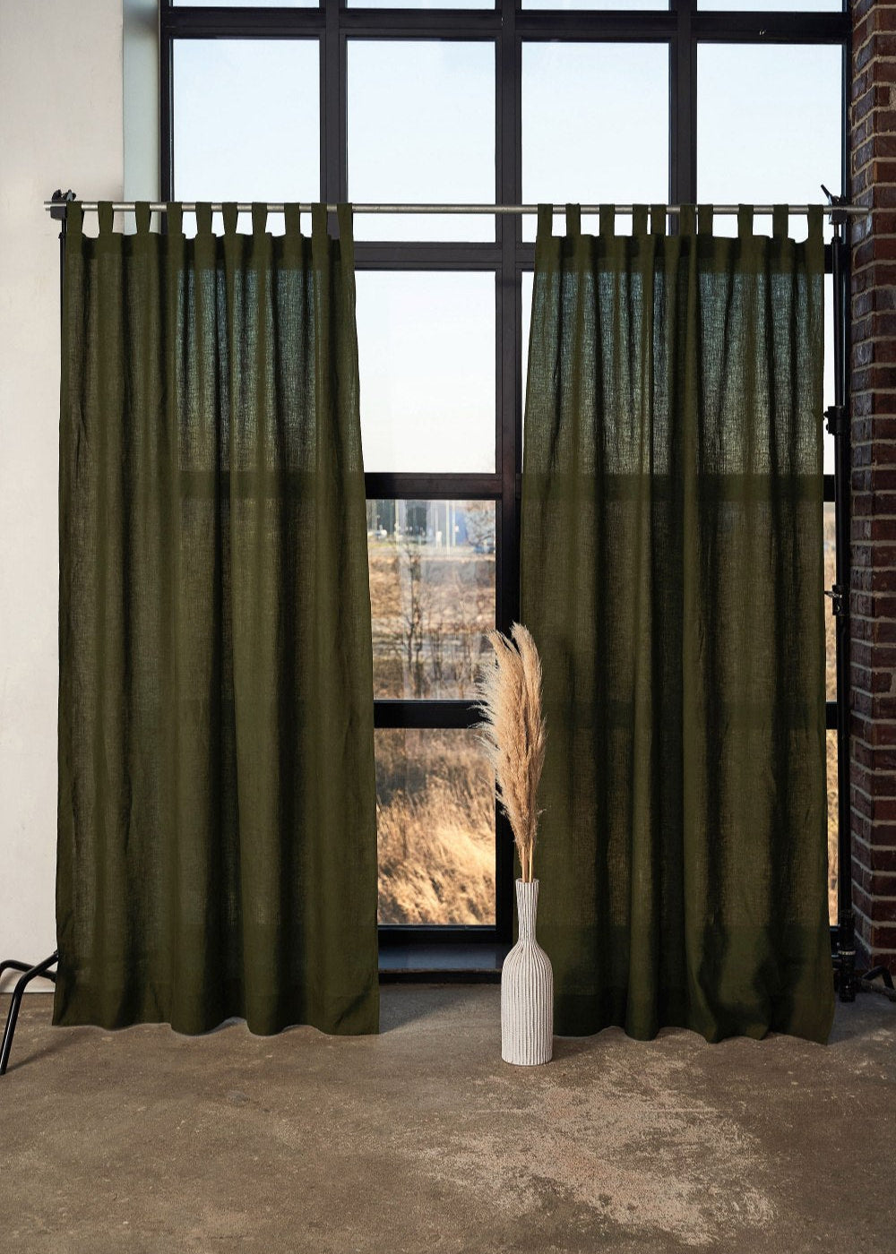 Farmhouse tab top linen curtain – photo 1