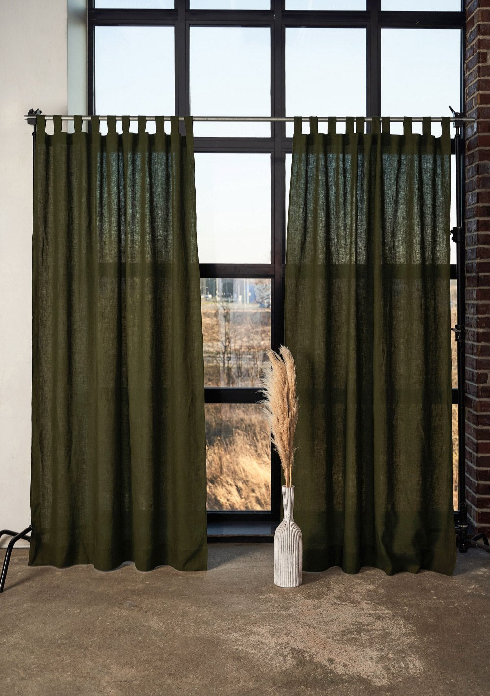 Farmhouse tab top linen curtain – photo 1
