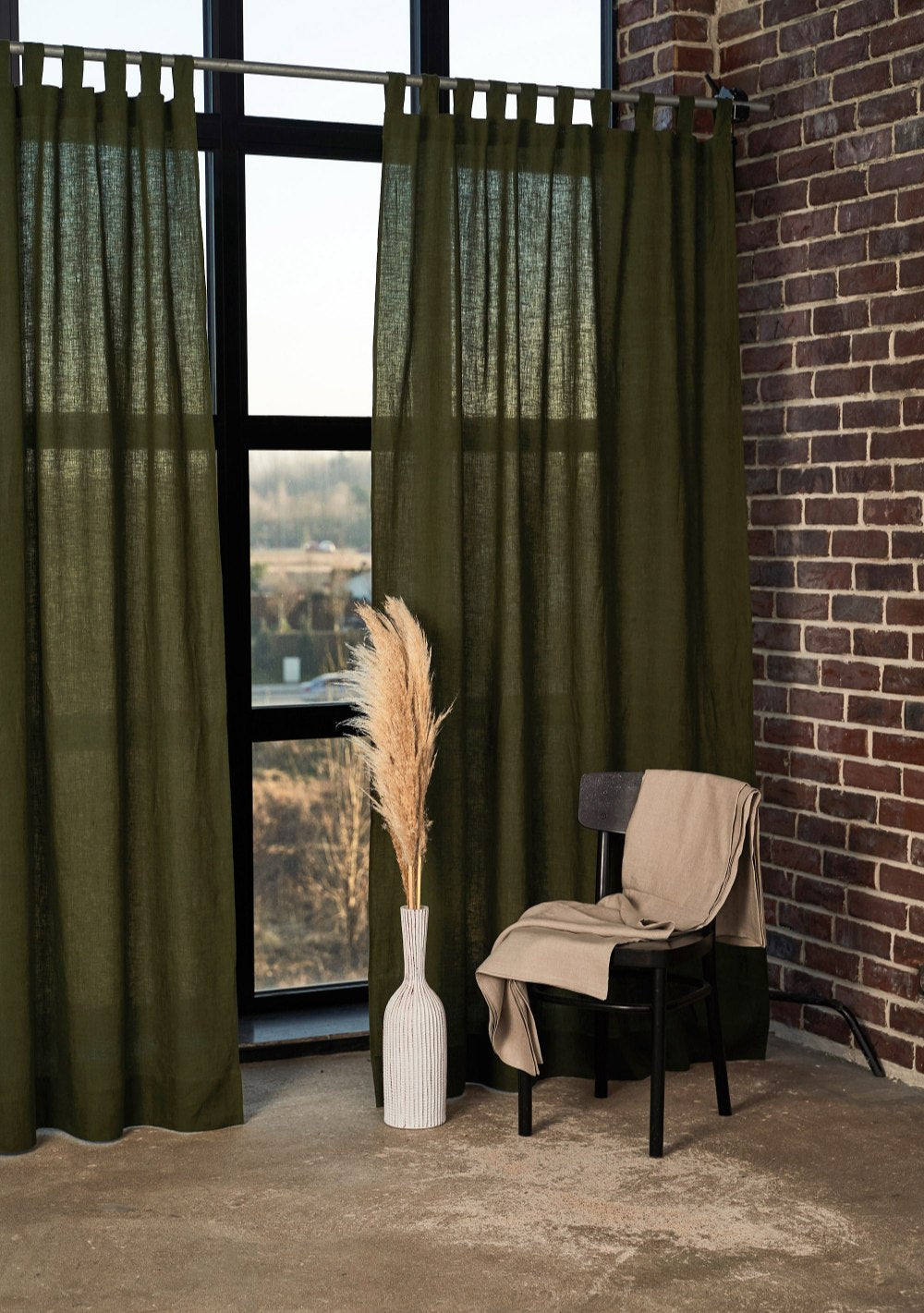 Farmhouse tab top linen curtain – photo 4