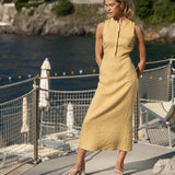 Fitted linen maxi dress Mary