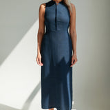 Fitted linen maxi dress Mary