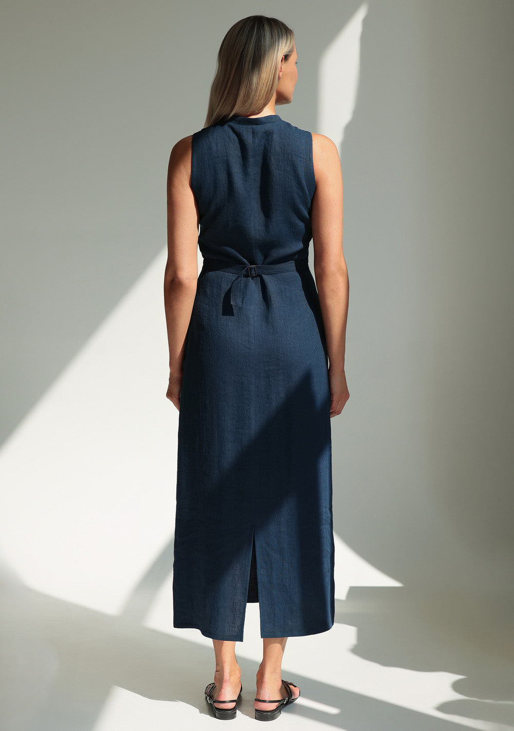 Fitted linen maxi dress Mary