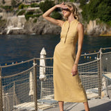 Fitted linen maxi dress Mary