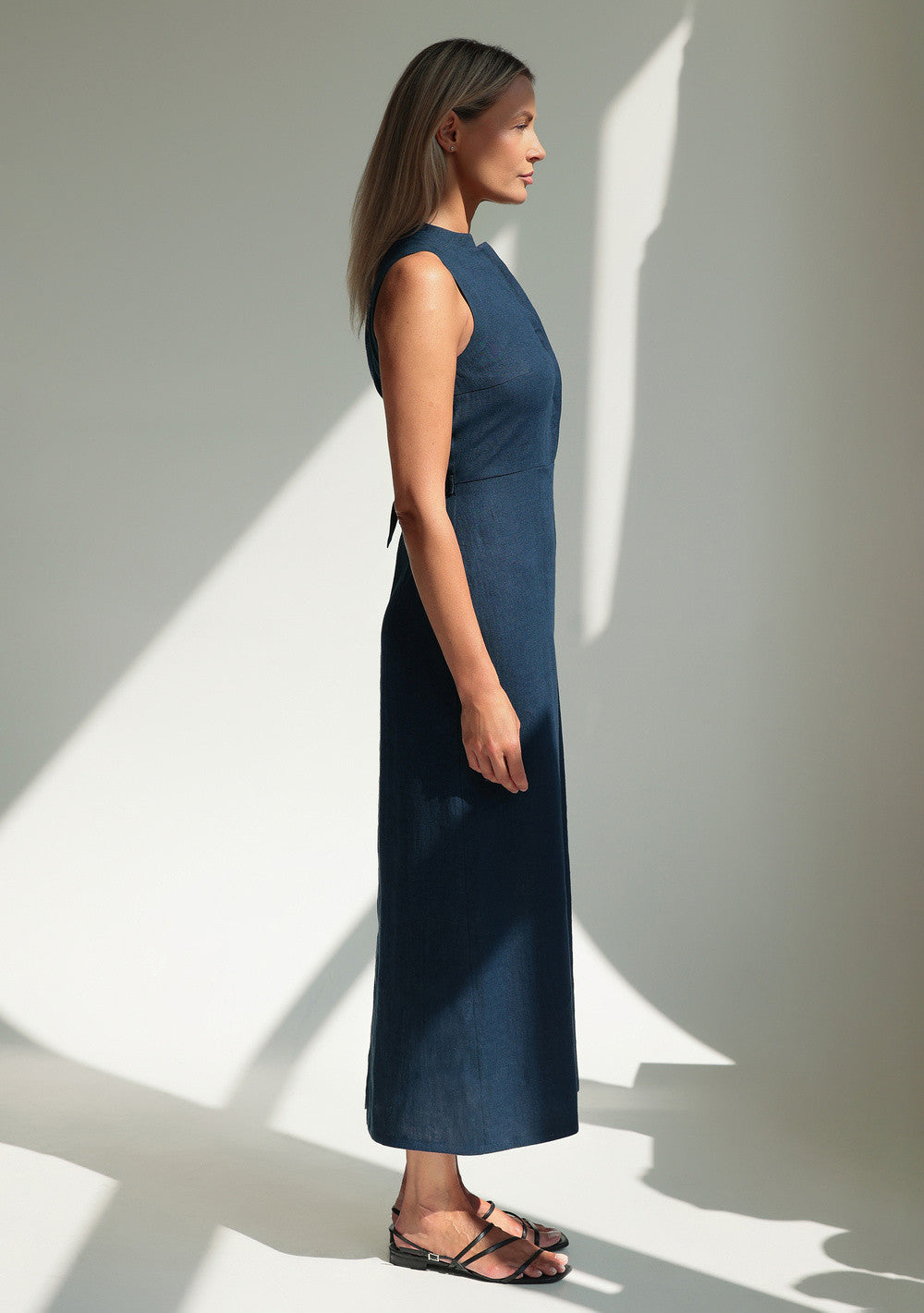Fitted linen maxi dress Mary