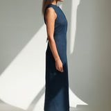 Fitted linen maxi dress Mary