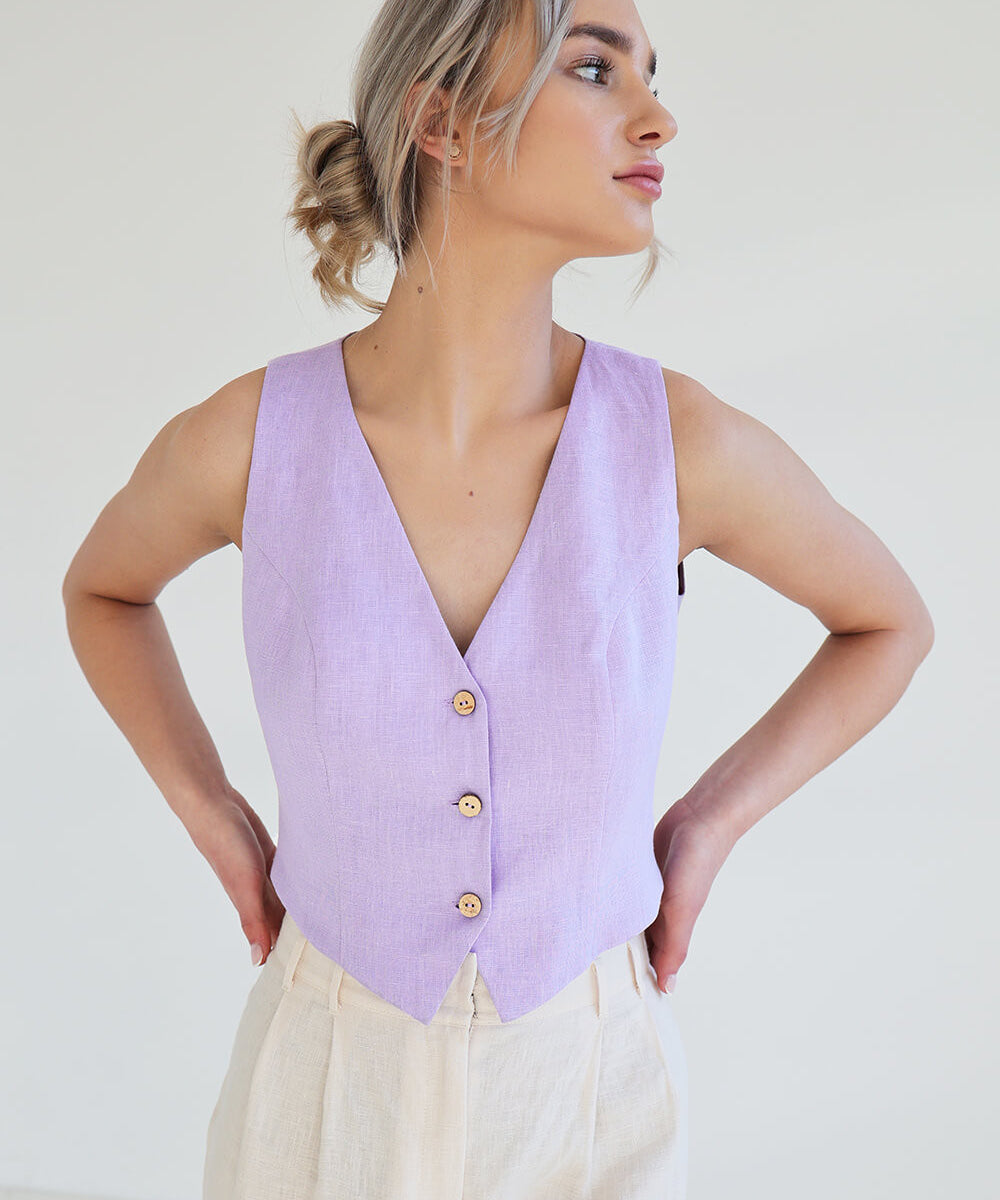 Fitted linen vest Kelsey