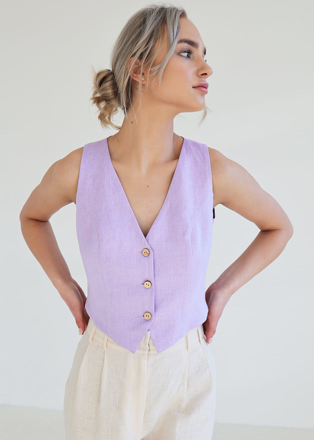 Fitted linen vest Kelsey
