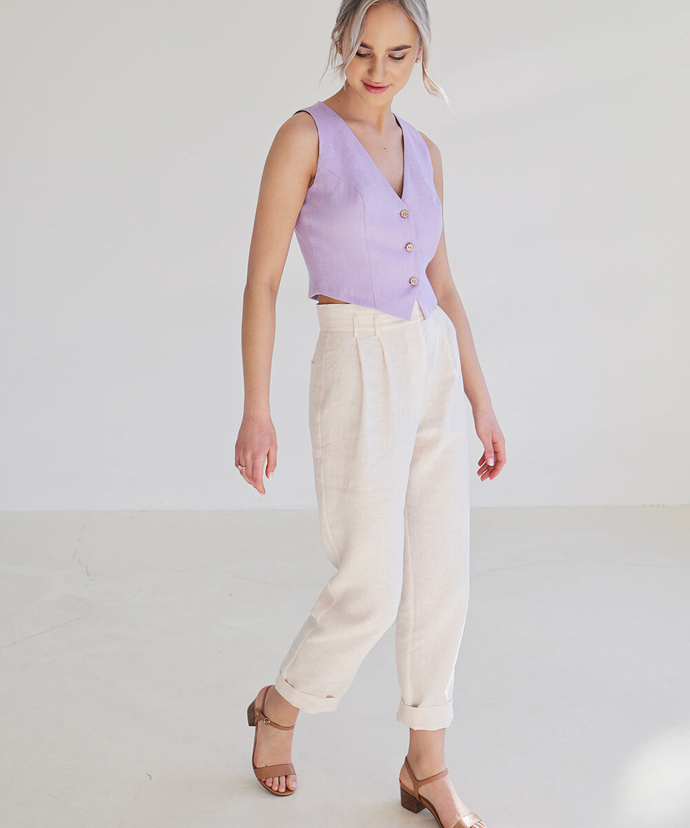 Fitted linen vest Kelsey