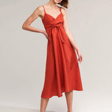 Flare linen spaghetti strap dress Arielle