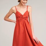 Flare linen spaghetti strap dress Arielle