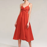 Flare linen spaghetti strap dress Arielle