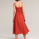 Flare linen spaghetti strap dress Arielle