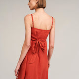 Flare linen spaghetti strap dress Arielle