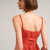 Flare linen spaghetti strap dress Arielle