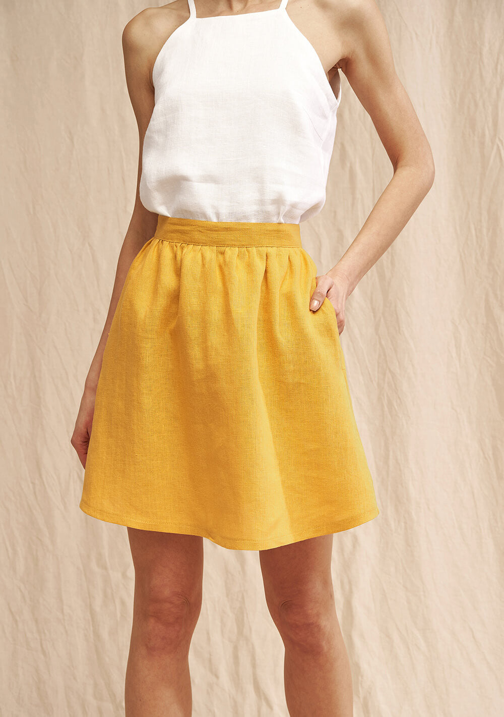 Halter neck linen top Kayla
