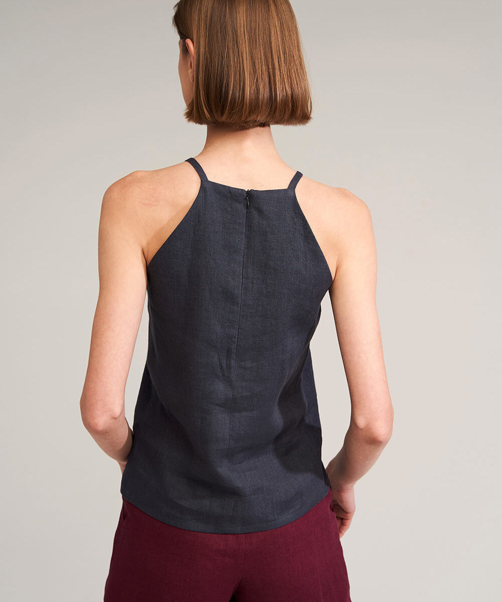 Halter neck linen top Kayla