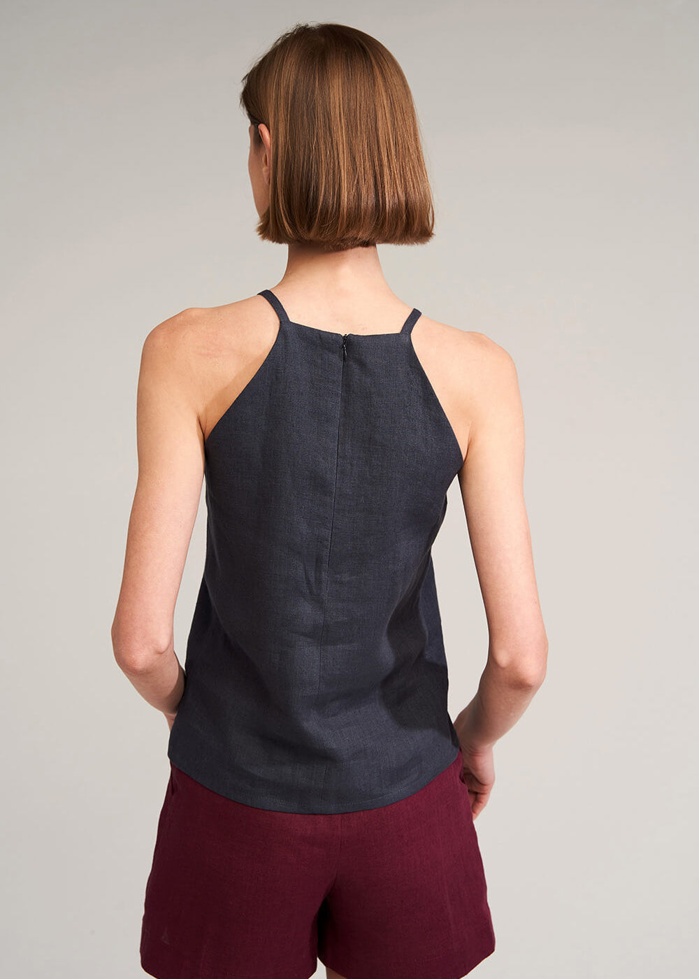 Halter neck linen top Kayla