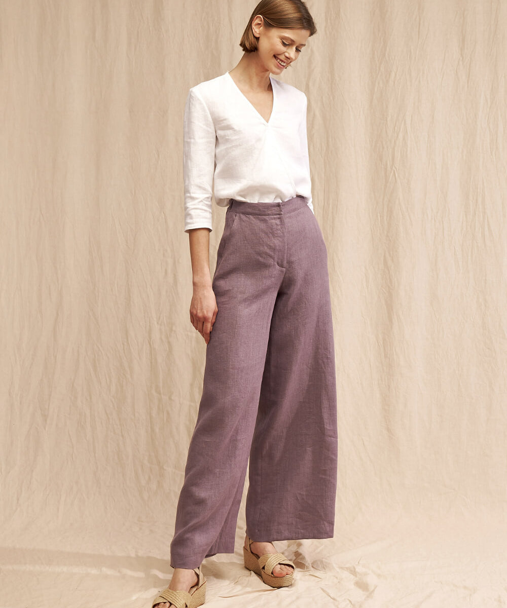 High waist linen Palazzo pants