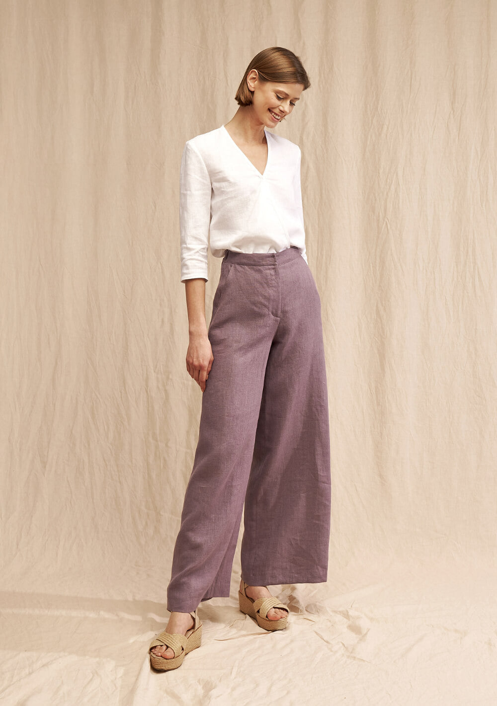 High waist linen Palazzo pants