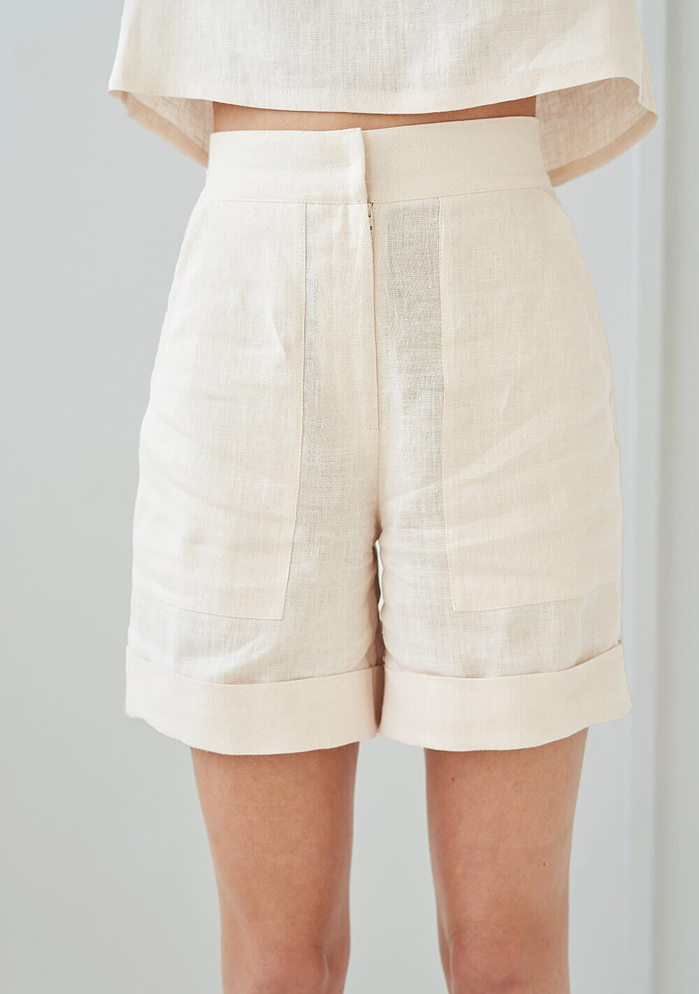 High waist linen shorts Aspen