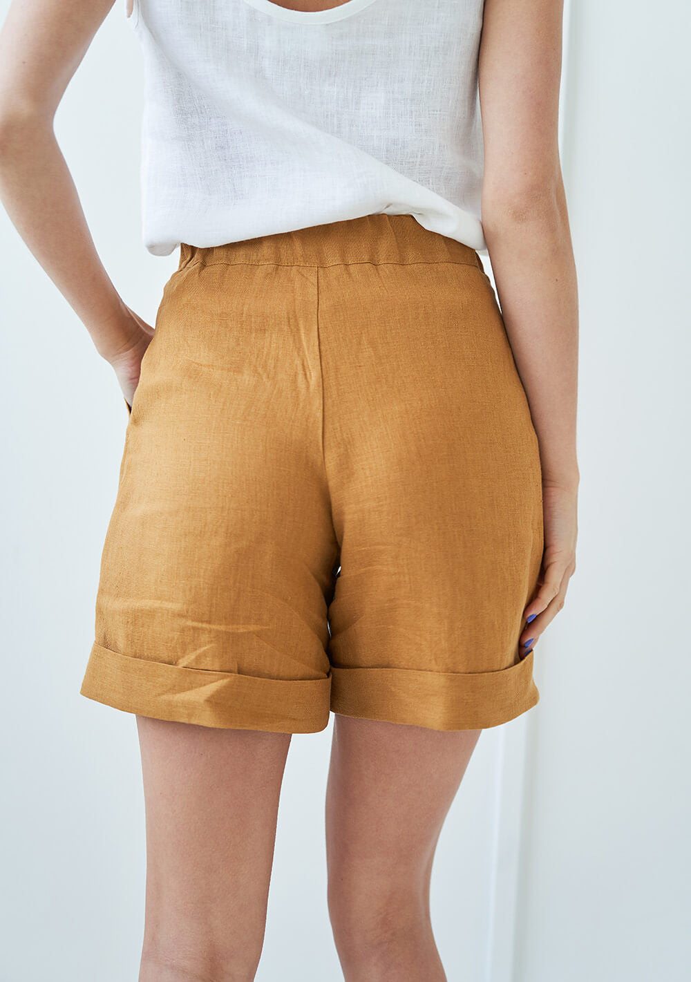 High waist linen shorts Aspen