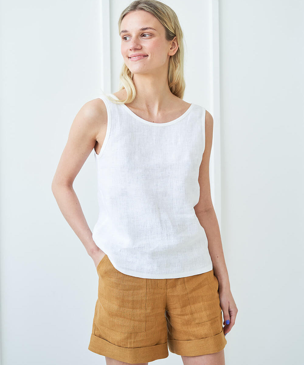 High waist linen shorts Aspen