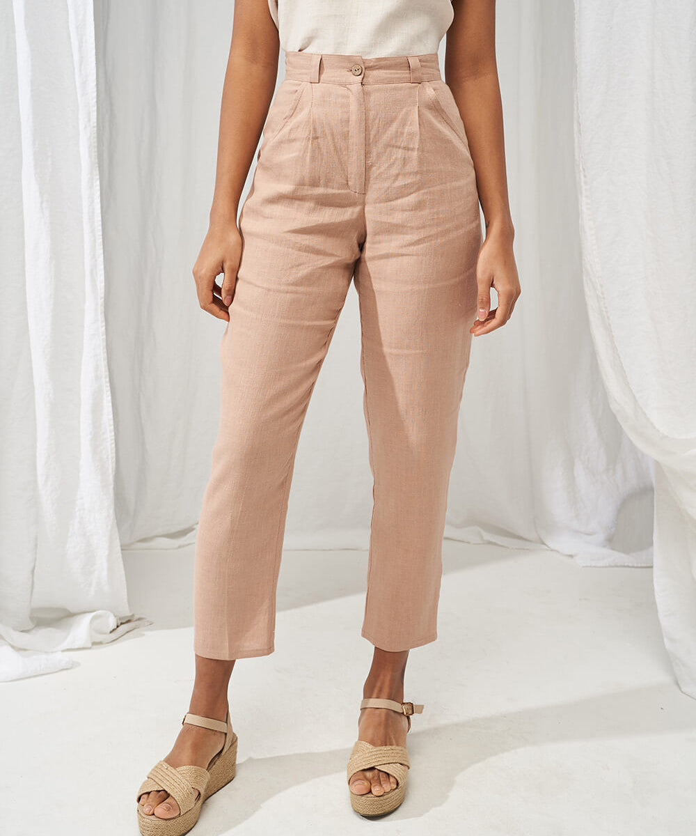 High waist tapered linen pants Ginger