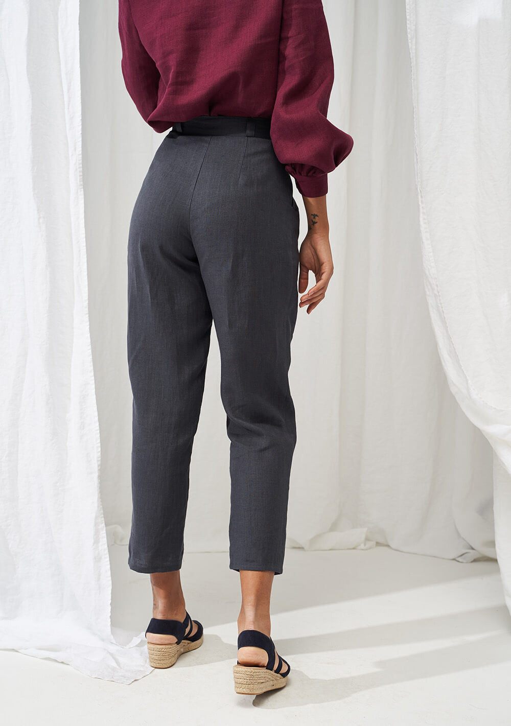 High waist tapered linen pants Ginger