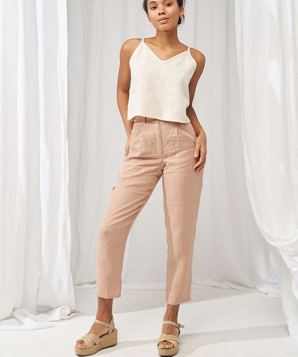 High waist tapered linen pants Ginger
