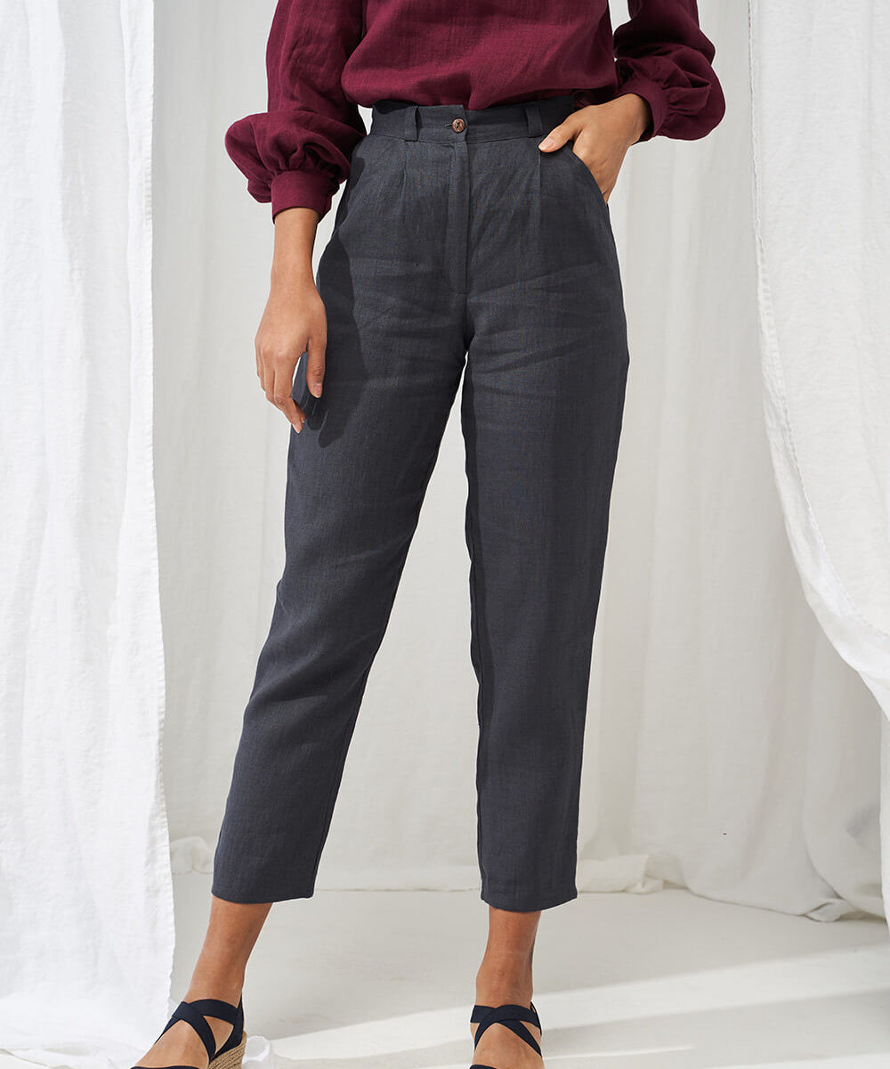 High waist tapered linen pants Ginger