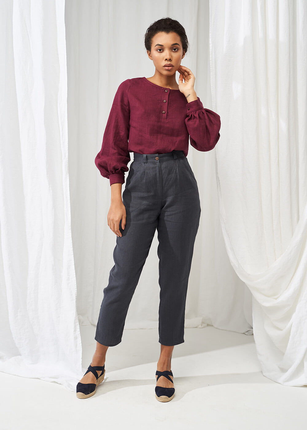 High waist tapered linen pants Ginger